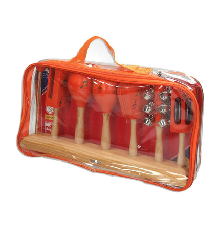 Reig Muziekset voor kinderen in rood hout en plastic, inclusief speelgoed muziekinstrumenten voor jonge musicanten
