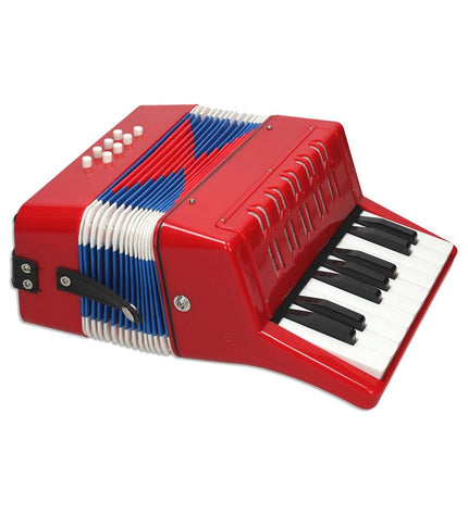 Reig muziekspeelgoed klavieraccordeon for children, colorful toy musical instrument with keys and buttons for kids' playtime.