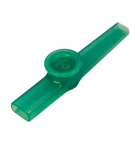 Green Reig Kazoo toy musical instrument for children, showing the bright green plastic body and mouthpiece.
