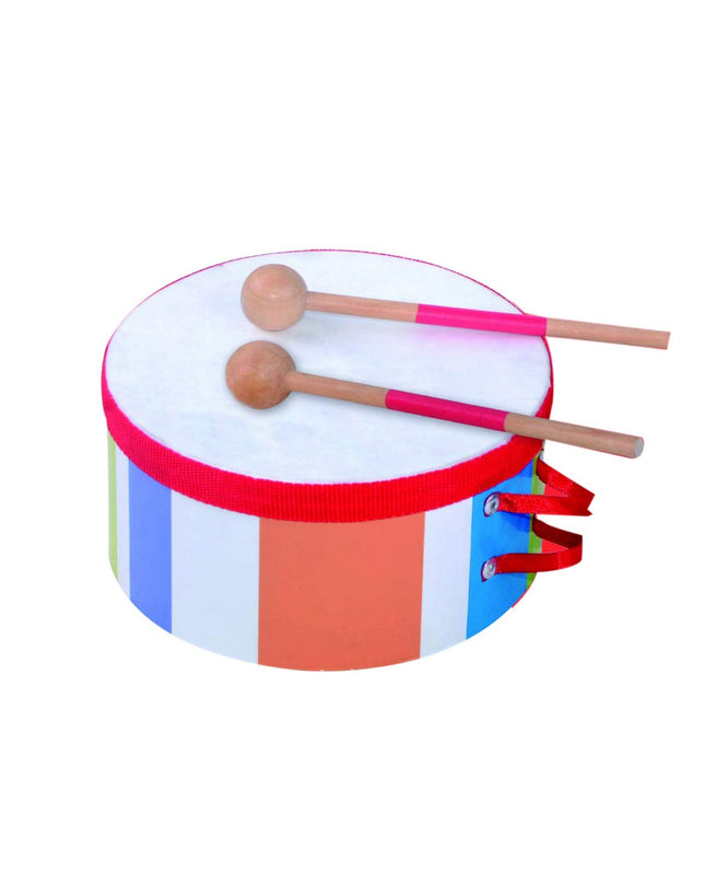 Reig houten en plastic muziekspeelgoed trommel met diameter 15 cm, geschikt voor kinderen, kleurrijk en kindvriendelijk design.