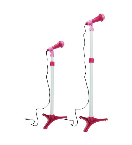 Pink Reig Kindergitaar with built-in microphone, toy musical instrument for children, colorful and fun for kids' playtime.
