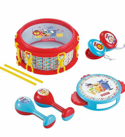 Fisher-Price baby music toy Band Drum with colorful drumsticks, designed for young children to play and explore musical sounds.