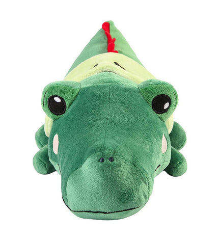 Fisher-Price soft crocodile plush toy, 30 cm, cuddly stuffed animal for children, with detailed facial features and textured fabric.