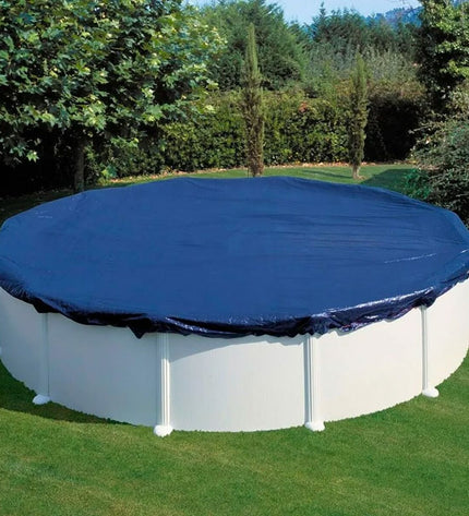 Gre zwembadafdekking in zwart for tuin, zwembaden and jacuzzi's, showing a durable pool cover on a swimming pool.