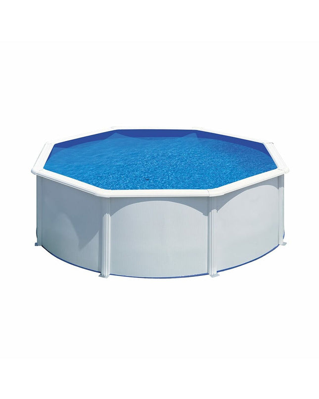 Set of three Gre inflatable white pools for garden, suitable for relaxing and outdoor water fun.