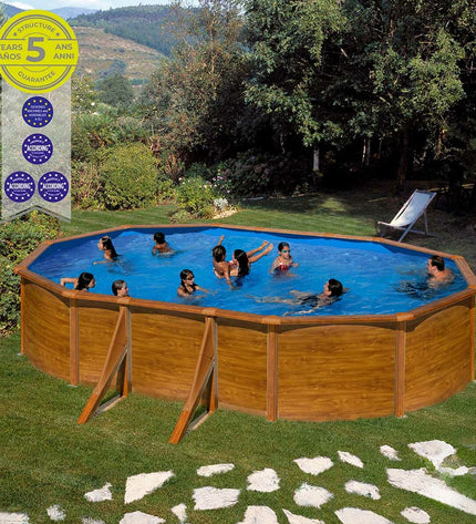 Gre Verwijderbaar zwembad KIT500W in ovaalvorm van hout, 500x300x120 cm, geschikt voor tuin en jacuzzi behoeften.