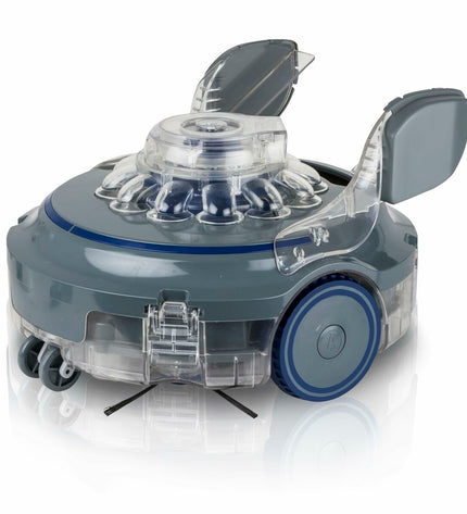 Gre WET RUNNER XPERT automatic pool cleaner for gardens, pools, and Jacuzzis, showing its compact design and cleaning brushes.
