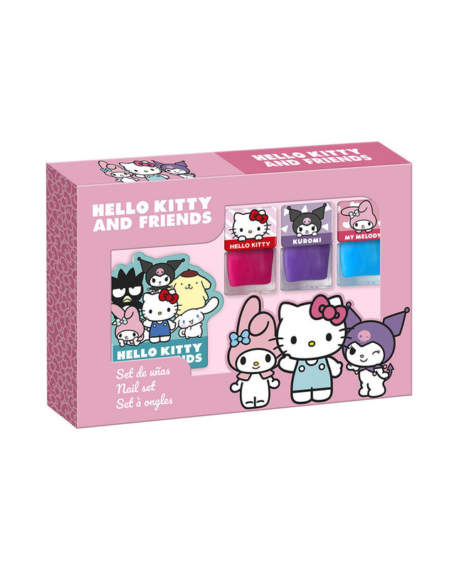 Hello Kitty nail design set with three imitation game accessories, featuring Hello Kitty branding and colorful nail art tools.