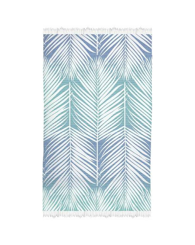 Secaneta badstof sarong Secaneta Habila in 95x160 cm, soft bath towel with striped pattern, laid flat on a surface.