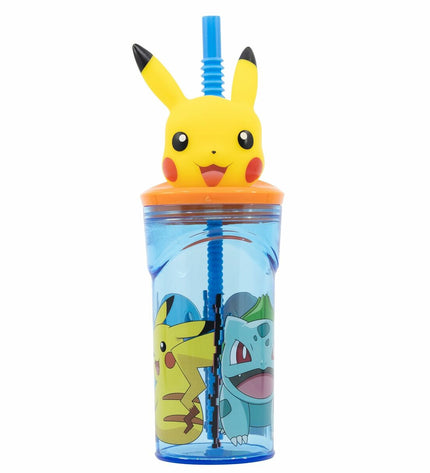 Pokémon multicolour PVC water bottle with 360ml capacity, ideal for sport, outdoor activities, camping, and hiking.