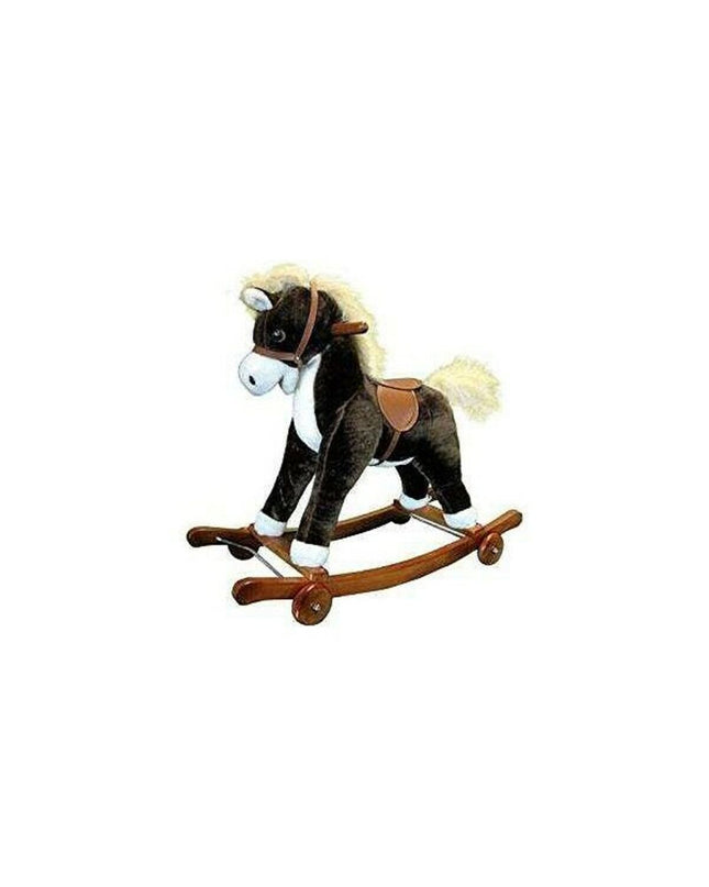 BigBuy Fun hobbelpaard baby speelgoed, 74x63 cm, colorful wooden rocking horse for young children to play and develop balance.