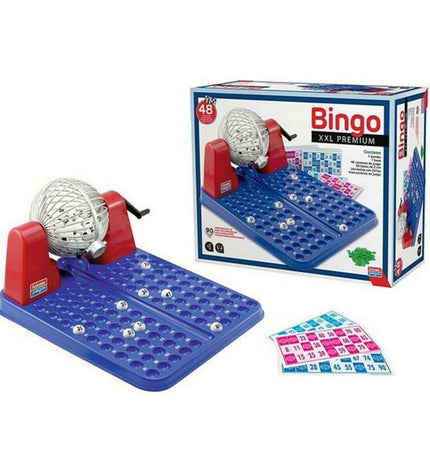 Falomir Bingo Falomir cardboard plastic game box, 40x33x21 cm, for toys, games, and accessories, with colorful packaging design.