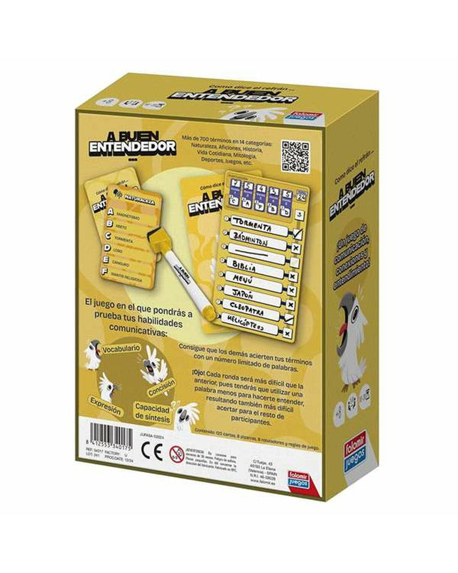 Falomir educational game featuring colorful game pieces and cards, designed for fun learning and family entertainment.