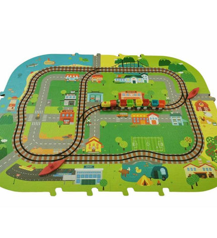 Colorful Cefatoys play mat with soft fabric surface, ideal for children's toys and games, featuring bright patterns and engaging design.