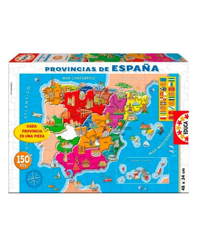 Educa Puzzel Spain 150 pcs puzzle featuring colorful Spain map and landmarks, suitable for educational and recreational play.