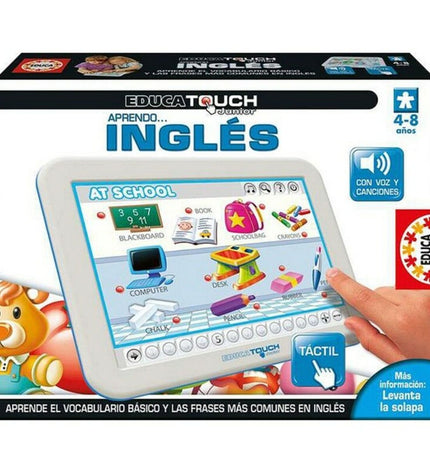 Educa I Learn English Touch Junior educational game for children, featuring colorful game pieces and interactive learning tools.