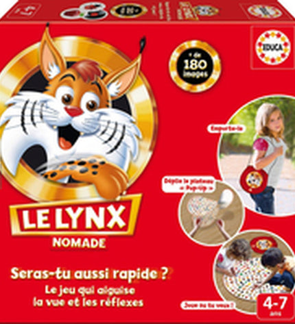 Educa The Nomad Lynx board game with colorful game pieces and box, suitable for family and strategy gameplay.