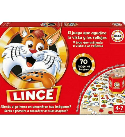 Educa Bordspel Lince 70, colorful game set with cards and game pieces for family fun and strategic play.