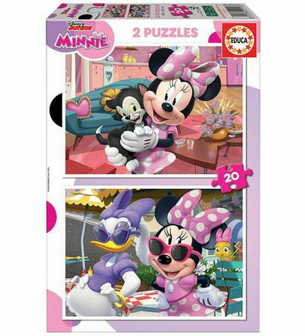 Educa Minnie puzzle with 2 sets of 20 pieces, colorful children's jigsaw toy featuring Minnie Mouse for playful learning.