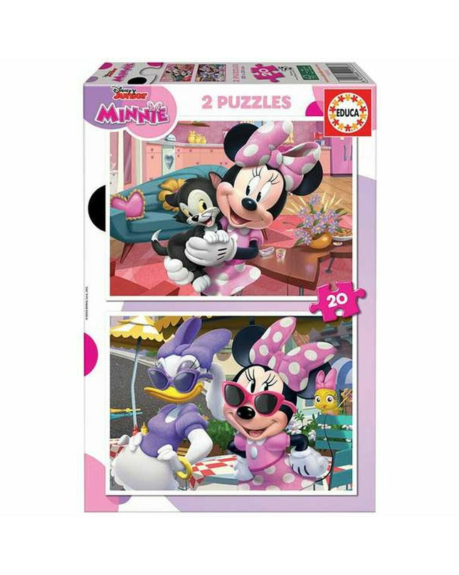 Educa Minnie puzzle with 2 sets of 20 pieces, colorful children's jigsaw toy featuring Minnie Mouse for playful learning.