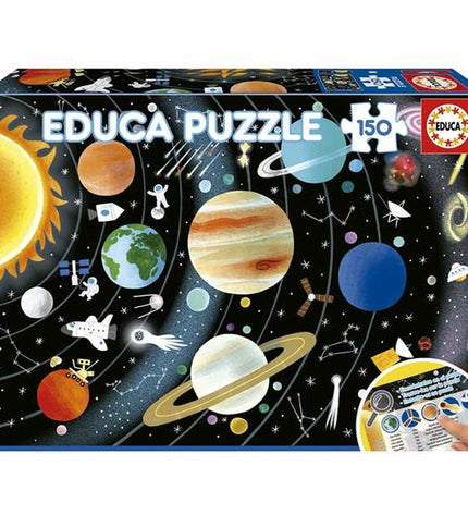 Educa Planetarium puzzle with 150 pieces, colorful space-themed image, featuring planets and stars, designed for educational fun.