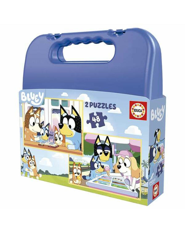 Set van 2 Educa Bluey puzzels met 48 onderdelen, kleurrijke speelgoed en hersenkrakers voor kinderen.