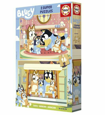 Set of 2 Educa Bluey puzzles featuring colorful cartoon characters, suitable for children and educational play.