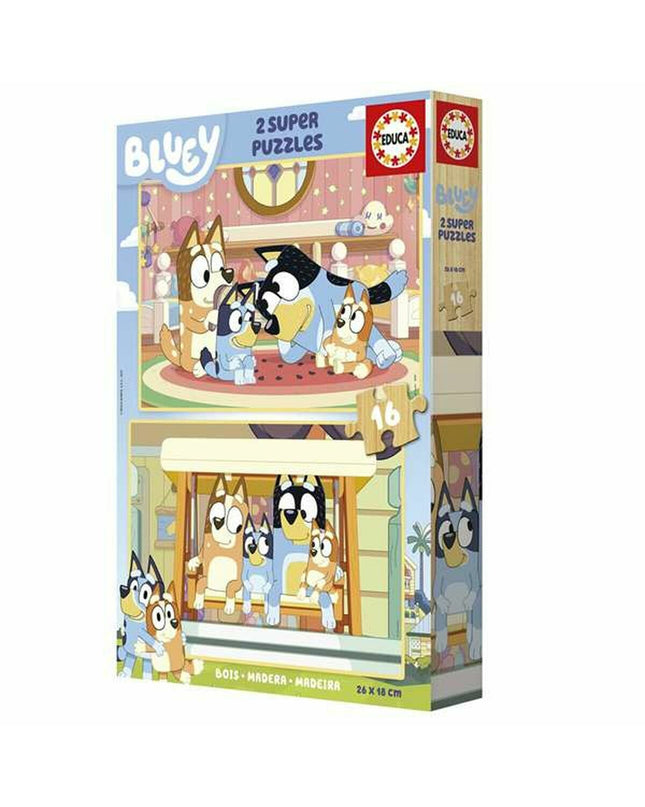 Set of 2 Educa Bluey puzzles featuring colorful cartoon characters, suitable for children and educational play.