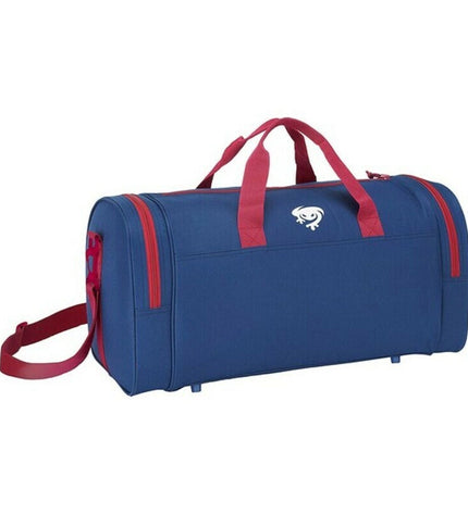 Blue and deep red Levante U.D. sport and outdoor duffel bag with dimensions 55x26x27 cm, featuring sturdy handles and zipper closure.
