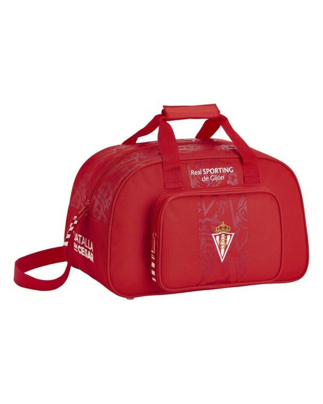 Real Sporting de Gijón sports bag, red outdoor sport tote with dimensions 40x24x23 cm, ideal for gym or travel.