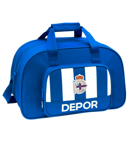 Blue and white R. C. Deportivo de La Coruña sports bag, 40x24x23cm, ideal for outdoor activities and sports equipment storage.