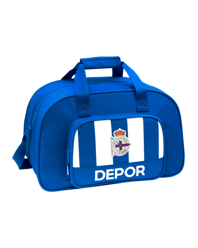 Blue and white R. C. Deportivo de La Coruña sports bag, 40x24x23cm, ideal for outdoor activities and sports equipment storage.