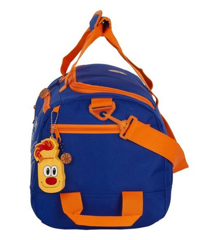 Blue and orange Valencia Basket sports bag with 50x25x25 cm dimensions, designed for outdoor and sports use.