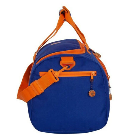 Blue and orange Valencia Basket sports bag with handles, 50x25x25 cm, designed for sport and outdoor activities.