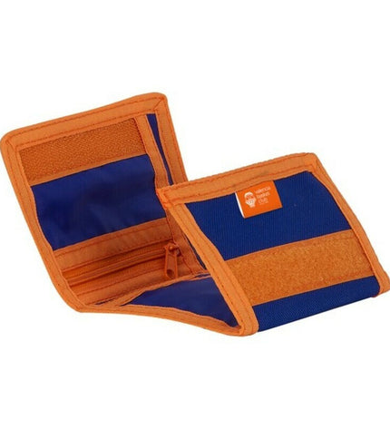 Valencia Basket blue and orange wallet, featuring multiple card slots and a compact design, made of durable material.