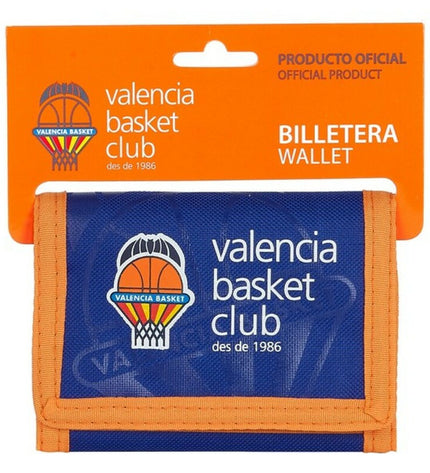 Valencia Basket blue and orange wallet, a compact portefeuille with card slots and bagage features, stylish and functional.