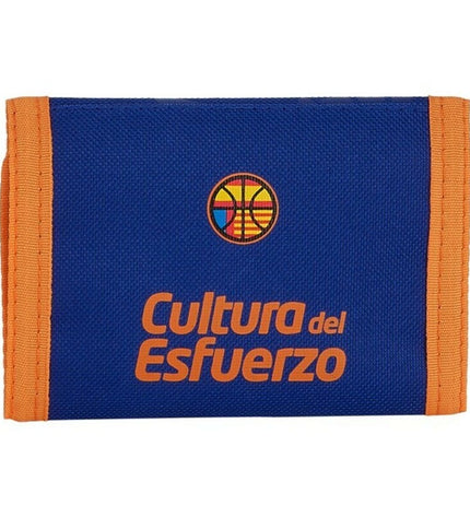Valencia Basket blue and orange wallet, a stylish portemonnee with cardholder design, featuring the team's colors and logo.