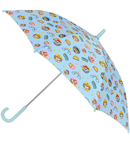 Blue Paw Patrol Sunshine umbrella for luggage, 86 cm diameter, featuring Paw Patrol characters and vibrant design.