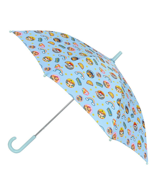 Blue Paw Patrol Sunshine umbrella for luggage, 86 cm diameter, featuring Paw Patrol characters and vibrant design.