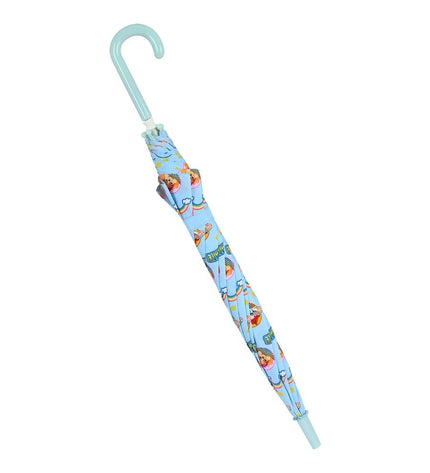 Blue Paw Patrol Sunshine umbrella with cartoon characters, 86 cm diameter, designed for luggage and outdoor use.