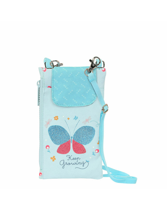BlackFit8 Portemonnee Blue Mariposa wallet with phone holder, featuring a sleek design and multiple card slots.