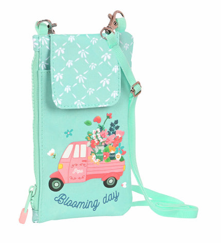 Glow Lab Pepa green wallet with cardholders and compartments, designed for phone and cash storage in a compact bagage style.