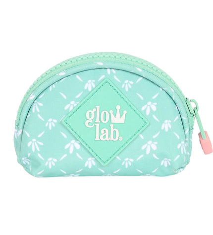 Glow Lab Pepa green wallet with multiple card slots and zipper closure, measuring 9.5 x 7 x 3 cm, designed for secure storage.