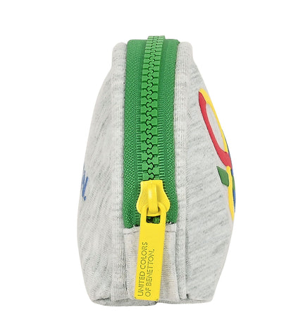 Gray Benetton wallet with multiple card slots and a compact design, displayed open with visible compartments.
