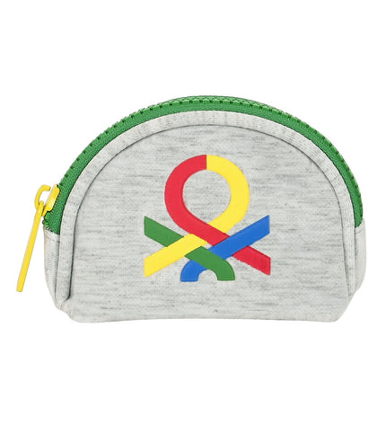 Benetton gray wallet with multiple card slots and compact design, shown with zipper closure and interior compartments.