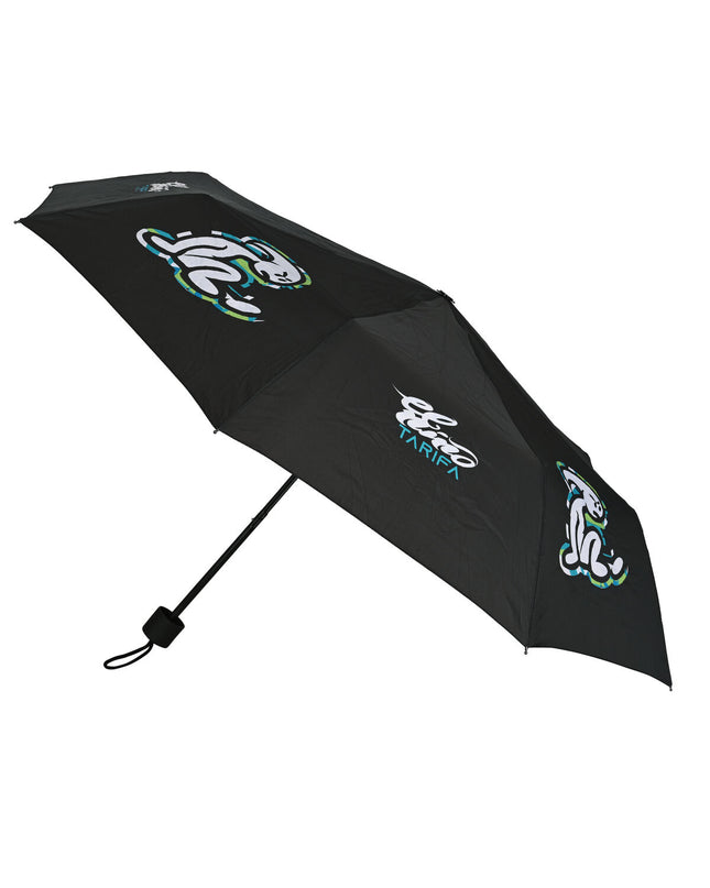 El Niño green foldable umbrella with black handle, 98 cm diameter, suitable for luggage and travel, shown open in the image.