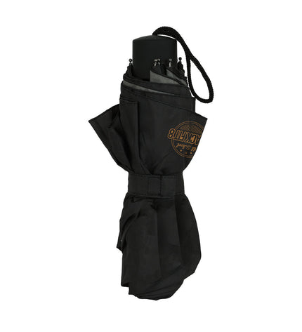 BlackFit8 foldable umbrella in black and gray with 98 cm diameter, suitable for luggage and outdoor use.