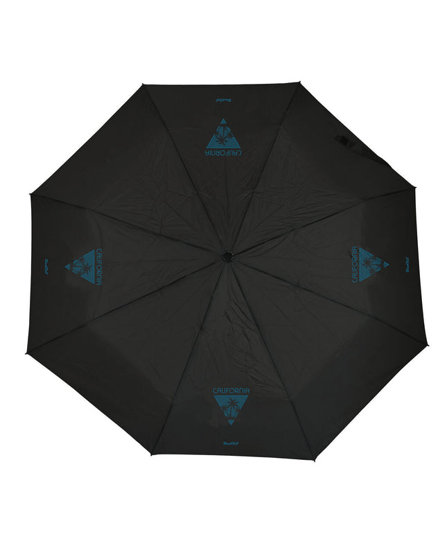 BlackFit8 foldable umbrella in black and blue with 98 cm diameter, shown open with compact design for travel and protection.