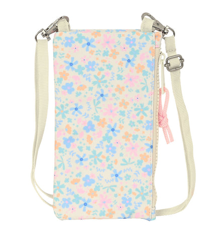 BlackFit8 Blossom multicolour wallet with mobile pocket, shown open with card slots and zipper for secure storage.