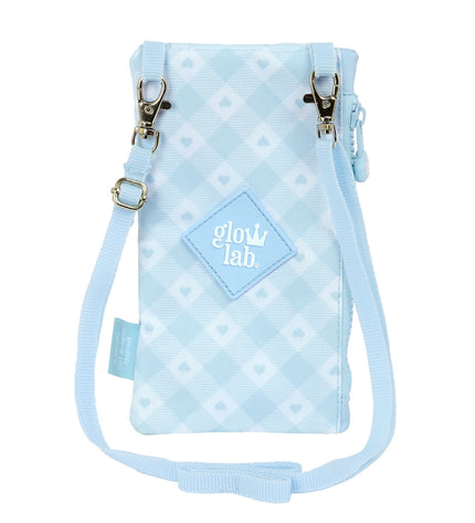 Glow Lab blue wallet with swan design, compact zip pouch for mobile and cards, stylish and functional accessory.
